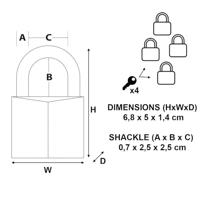 Masterlock 4 x 50mm padlocks ref. 150EURD - keyed alike padlocks - 150EURQNOP - thumbnail