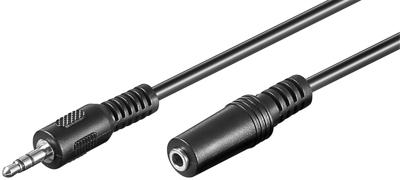 Goobay 50090 koptelefoon- en audio-verlengkabel AUX; 3-pin; 3,5 mm jack 3,5 mm stekker (3-pins, stereo) naar jack 3,5 mm jack (3-pins, stereo), zwart, 5 meter