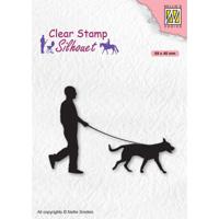 Nellie's Choice • silhouet clear stempels men-things walking the dog - thumbnail
