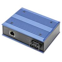 DIGITUS industriële Gigabit mediaconverter - 1x RJ45, 1x SC duplex 850nm - multimode dubbele vezel - 0,5 km bereik - 10/100/1000 Mbps - DIN rail montage - zwart/blauw - thumbnail