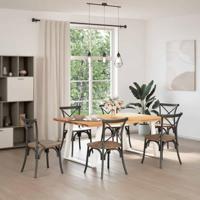 Eettafel 180x120x74 cm massief eikenhout lichtbruin - thumbnail