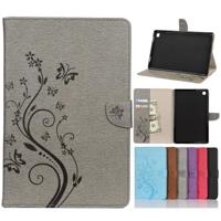 Voor Samsung Galaxy Tab A7 10.4 (2020) T505 Butterfly Flower Embossing Pattern Horizontale Flip Lederen Case met Holder & Card Slots & Wallet(Grijs) - thumbnail