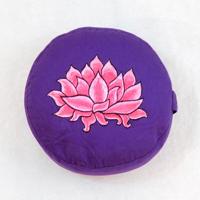 Yogi & Yogini Meditatiekussen Rond Katoen Violet - Lotus geborduurd - 33 x 17 cm - thumbnail