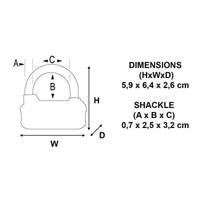 Masterlock 64mm - die-cast body - 25mm hardened steel shackle, 7mm diam. - 4-digi 1523EURD - thumbnail
