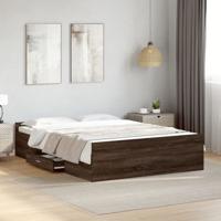 Bedframe met lades bewerkt hout bruin eikenkleur 120x200 cm - thumbnail