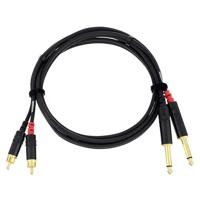 Cordial CFU1,5PC Audio Adapterkabel [2x Jackplug male 6,3 mm - 2x Cinch-stekker] 1.50 m Zwart - thumbnail
