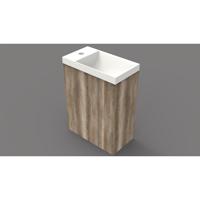 Arcqua Luna Fonteinset 54.3x39.7x21.8cm Canyon Oak met marble fontein zonder overloop glans wit FNK411269 - thumbnail
