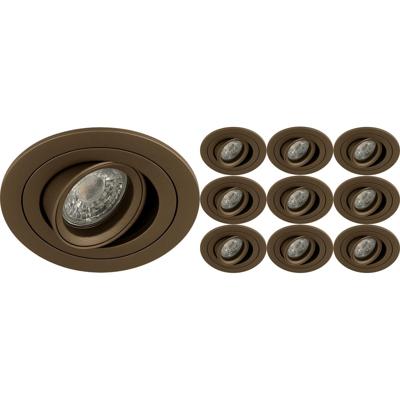 Inbouwspot 10 Pack - Sigmi Luno Pro - Rond - Brons - Kantelbaar - Zaagmaat 80mm Diameter 92mm - Incl. GU10 Fitting