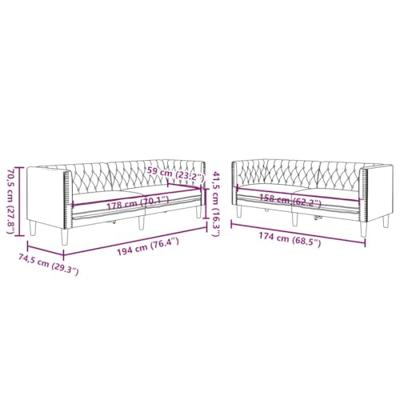 2-delige Loungeset Chesterfield-stijl kunstleer bruin