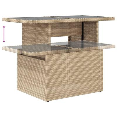 7-delige Loungeset met kussens poly rattan beige - thumbnail