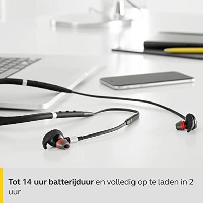 Jabra Evolve 75e UC Wireless Earbuds – Unified Communications Optimised Earphones With Long-Lasting Battery Life – Vibrating Neckband and Busylight – Black
