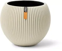 Capi nature groove indoor bol bloempot 18x15 cm beige - thumbnail