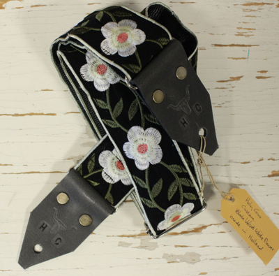 Holy Cow Straps Black Velvet White Flower