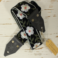 Holy Cow Straps Black Velvet White Flower - thumbnail