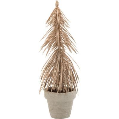 J-Line Dennenboom in pot glitter champagnekleurig 22 cm | 12 stuks
