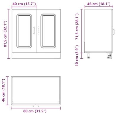 Spoelbakonderkast Kalmar 80x46x81,5 cm bewerkt hout oud hout