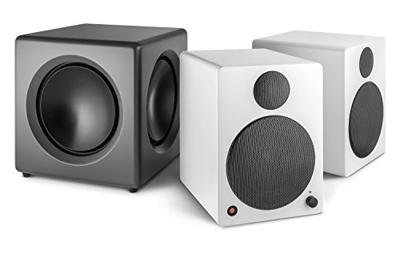 Wavemaster 66400 Fusion - Actieve subwoofer (125 watt) met ingebouwde klasse D-versterker, universeel inzetbaar - geoptimaliseerd voor 2.0 luidsprekersystemen, Stone Grey