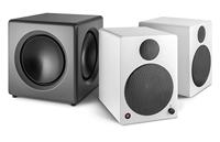 Wavemaster 66400 Fusion - Actieve subwoofer (125 watt) met ingebouwde klasse D-versterker, universeel inzetbaar - geoptimaliseerd voor 2.0 luidsprekersystemen, Stone Grey - thumbnail