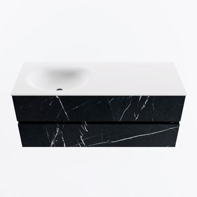 MONDIAZ VICA 120cm badmeubel onderkast Marquina 2 lades. Wastafel MOON links zonder kraangat, kleur Talc.