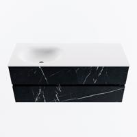 MONDIAZ VICA 120cm badmeubel onderkast Marquina 2 lades. Wastafel MOON links zonder kraangat, kleur Talc. - thumbnail