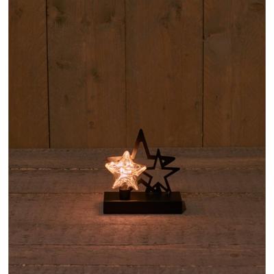 Ster Glas Op Metalen Voet Met 2 Metalen Ster - 15X6X15,5Cm - 2Aa - 6H/18H Timer/On/Off kerstverlichting Anna's Collection - Annas collection