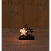 Ster Glas Op Metalen Voet Met 2 Metalen Ster - 15X6X15,5Cm - 2Aa - 6H/18H Timer/On/Off kerstverlichting Anna's Collection - Annas collection - thumbnail