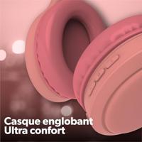T'NB Opvouwbare draadloze hoofdtelefoon met passieve ruisonderdrukking, met bluetooth-verbinding, stereogeluid met geïntegreerde microfoon, batterijduur tot 30 uur, roze - thumbnail