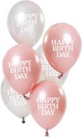 Ballonnen Glossy Pink &apos;Happy Birthday&apos; (6st) - thumbnail