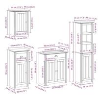 4-delige Badkamermeubelset BODO massief grenenhout wit en bruin - thumbnail