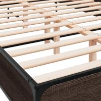 Bedframe bewerkt hout metaal bruin eikenkleur 150x200 cm - thumbnail