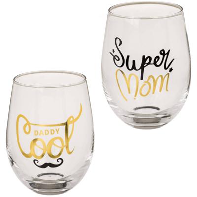 Leuke glazen 'Super mom' & 'Daddy cool'