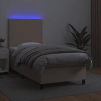 Boxspring met matras en LED kunstleer cappuccinokleur 120x200cm - thumbnail