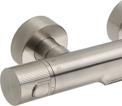 Ben Engraved Line thermostatische badkraan met watervaluitloop en gravering RVS-look