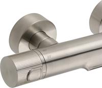 Ben Engraved Line thermostatische badkraan met watervaluitloop en gravering RVS-look - thumbnail