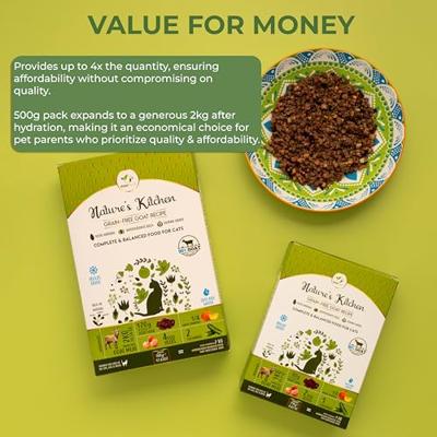 Pawfect Nature's Kitchen gevriesdroogd kattenvoer - Geitenrecept Verpakking van 2 (250gX2=500g) (500g gevriesdroogd = 2kg natvoer)