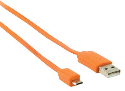 Micro USB kabel plat (oranje 1m) voor o.a. smartphones Micro USB kabel plat (oranje 1m) voor o.a. smartphones