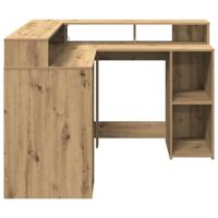 Bureau met LED-verlichting 130x130x91 cm hout artisanaal eiken - thumbnail