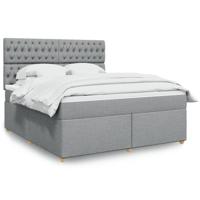Boxspring met matras stof lichtgrijs 180x200 cm - thumbnail
