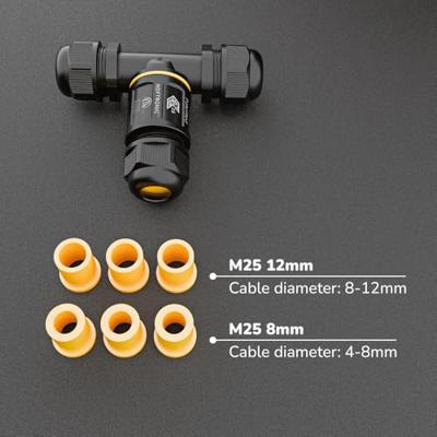 Kabelverbinder - T-vorm - IP68 waterdicht - Koppelstuk - Geschikt voor 4-12mm kabeldikte Kabelverbinder - T-vorm - IP68 waterdicht - Koppelstuk - Geschikt voor 4-12mm kabeldikte