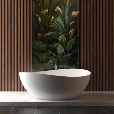 Wiesbaden Waive Vrijstaand Ligbad 160x95cm - Solid Surface Mat Wit