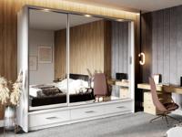 Kast ARTEMIS II 3 deuren 3 lades wit met spiegel - thumbnail