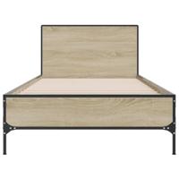 Bedframe bewerkt hout en metaal sonoma eikenkleurig 90x200 cm - thumbnail