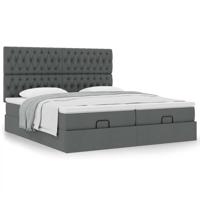 Ottoman bed met matrassen 200x200cm stof donkergrijs - thumbnail