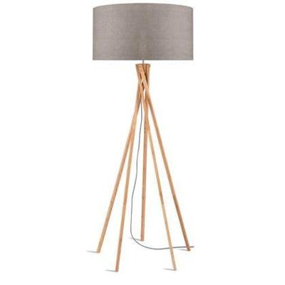 Good&Mojo Vloerlamp 'Kilimanjaro' Bamboe en Eco linnen, kleur Donkerbeige