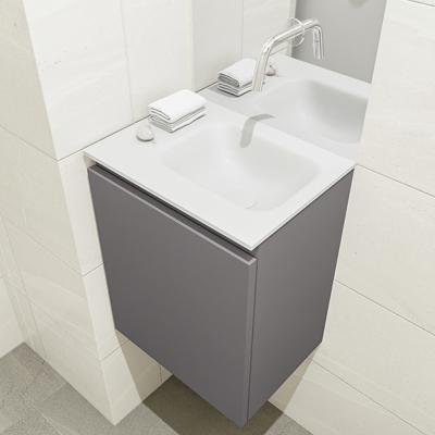 MONDIAZ OLAN 40cm toiletmeubel dark grey. LEX wastafel talc rechts geen kraangat