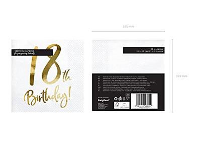 Servetten 18th Birthday Goud - 20 Stuks
