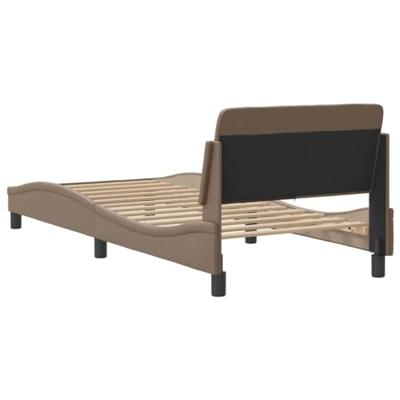 Bedframe met hoofdbord kunstleer cappuccinokleurig 90x200 cm