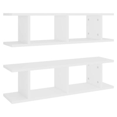 VidaXL Wandschappen 2 st 75x18x20 cm bewerkt hout wit VidaXL Wandschappen 2 st 75x18x20 cm bewerkt hout wit