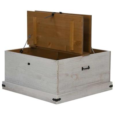 Opbergkist HALDEN wit 91x91x47 cm massief grenenhout
