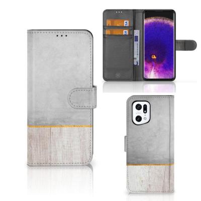 OPPO Find X5 Pro | Book Style Case | Wood Concrete | Portemonnee hoesje